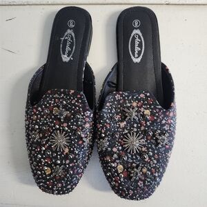 Atalina Embellished Black Floral Women's Shoes